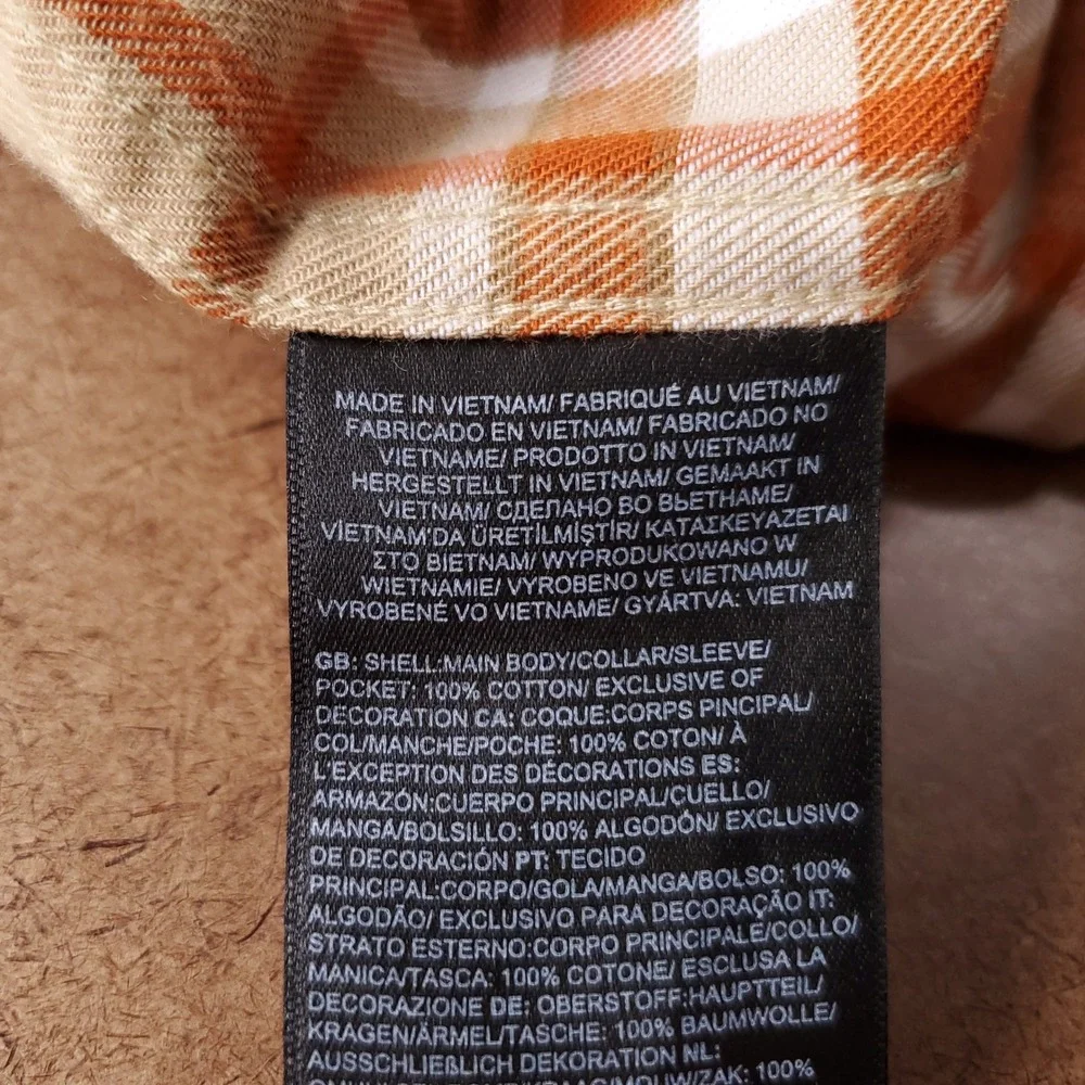 North Face Junction Woven Flannel Shirt Men M Tan Orange Cotton Travel Outdoor
